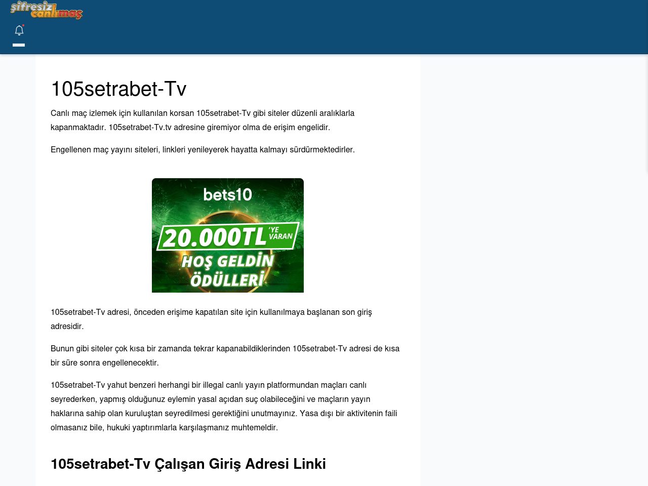 105setrabet-Tv Giriş Linki - Şifresiz canlı maç izle