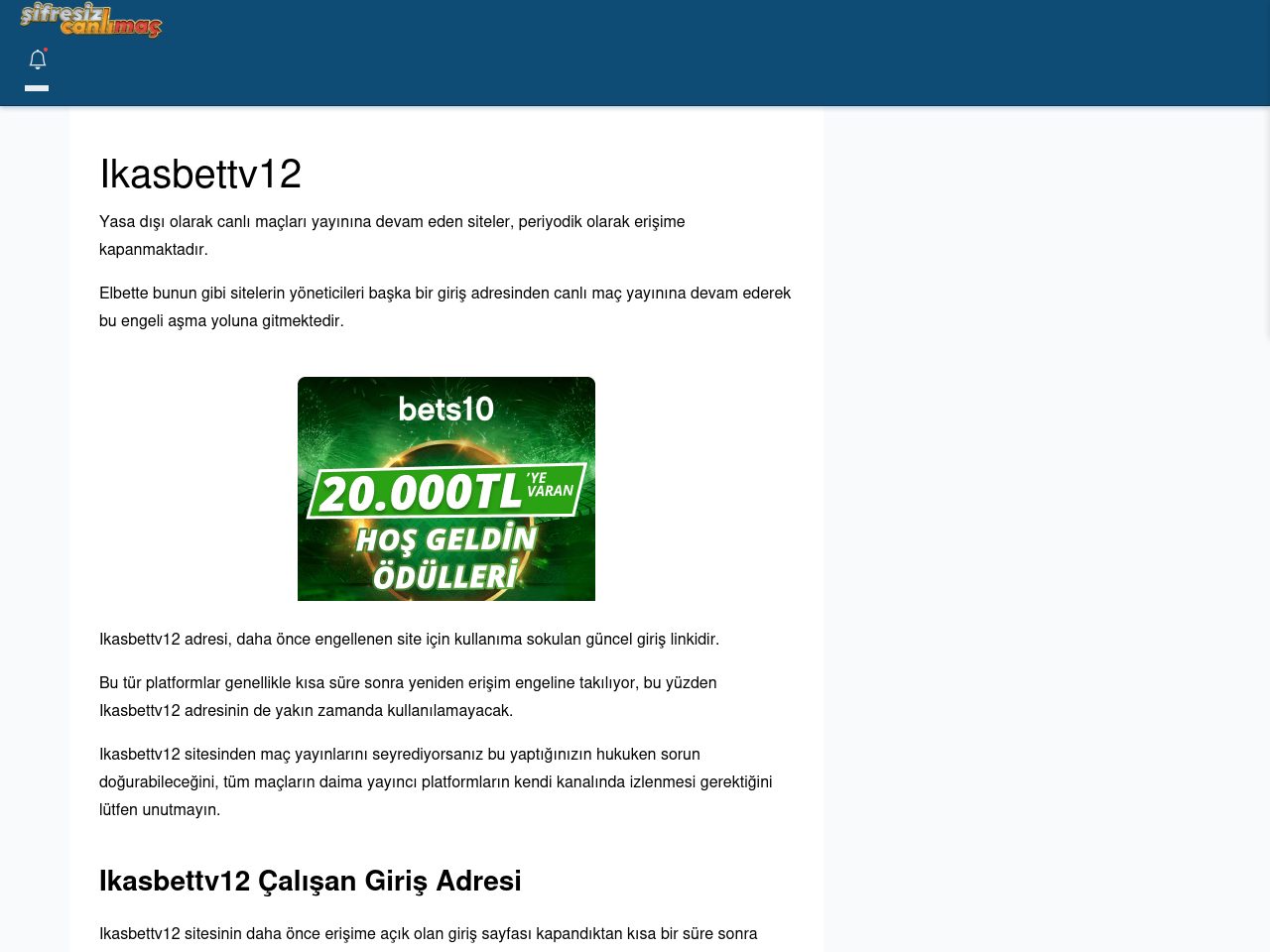 Ikasbettv12 Güncel Giriş - Şifresiz canlı maç izle