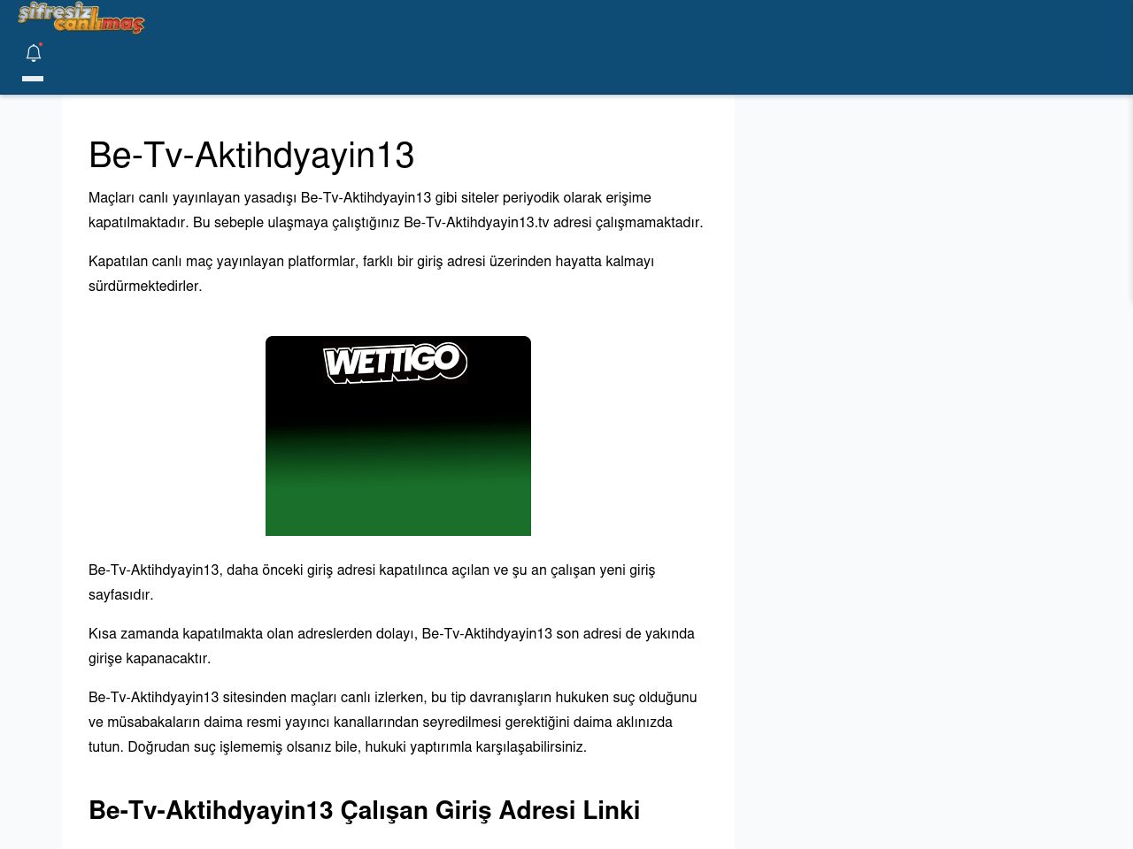 Be-Tv-Aktihdyayin13 Canlı Maç - Şifresiz canlı maç izle