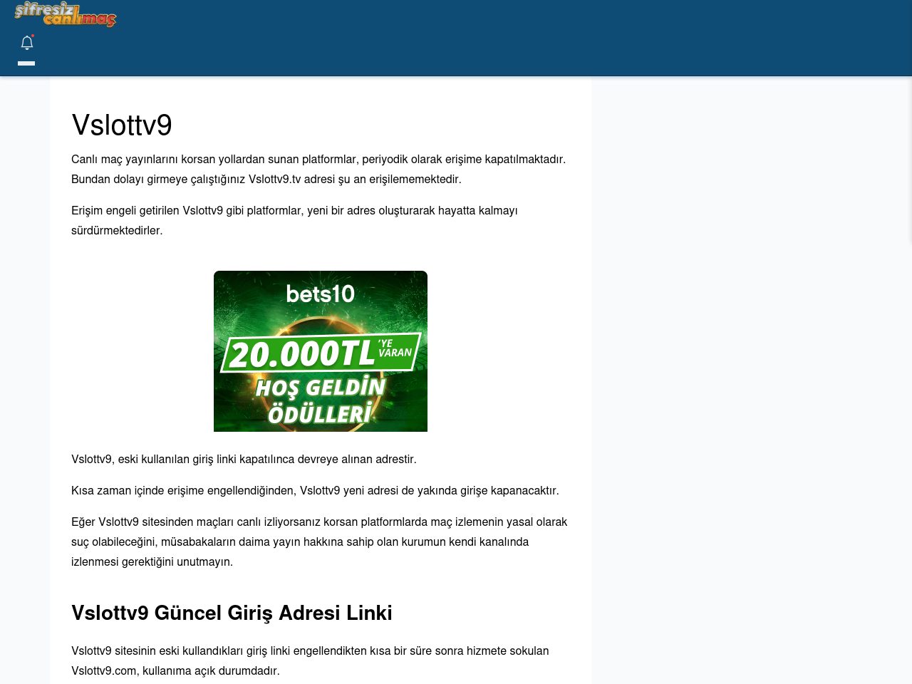 Vslottv9 Canlı Maç - Şifresiz canlı maç izle