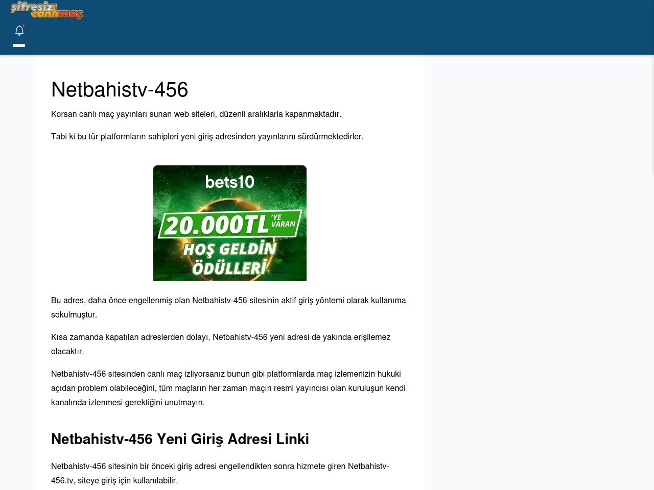 Netbahistv-456 Canlı Maç İzle - Şifresiz canlı maç izle