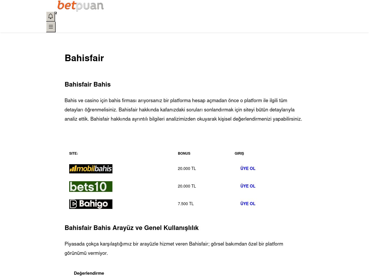Bahisfair Bahis Hakkında