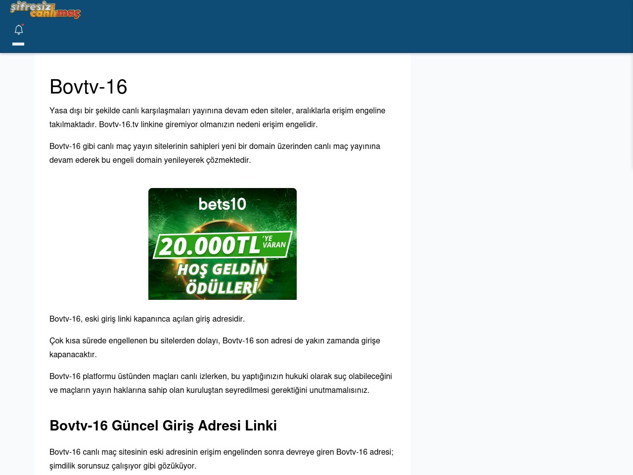 Bovtv-16 Güncel Giriş - Şifresiz canlı maç izle