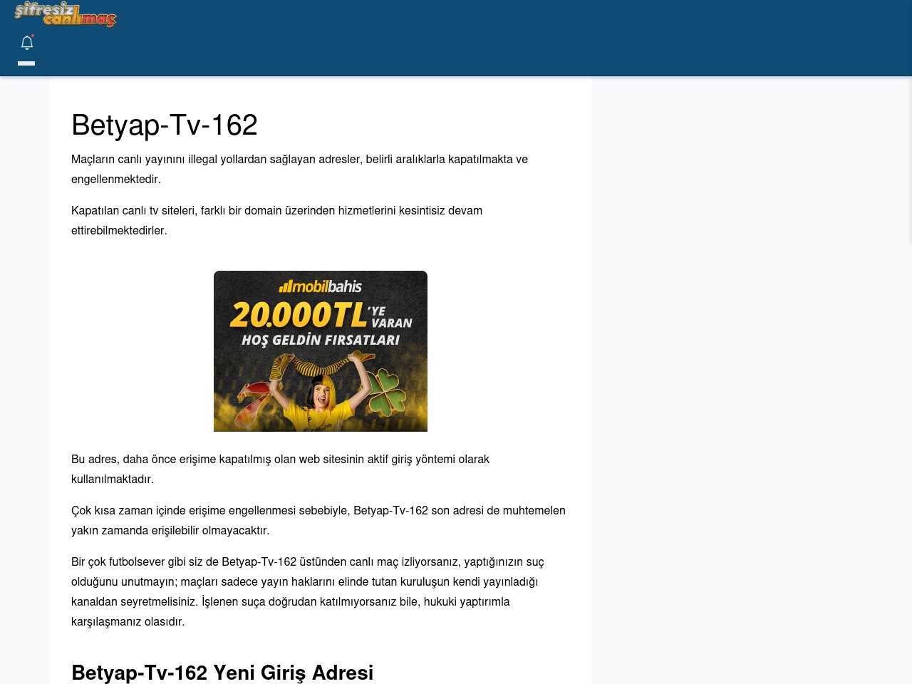 Betyap-Tv-162 Maç İzle - Şifresiz canlı maç izle