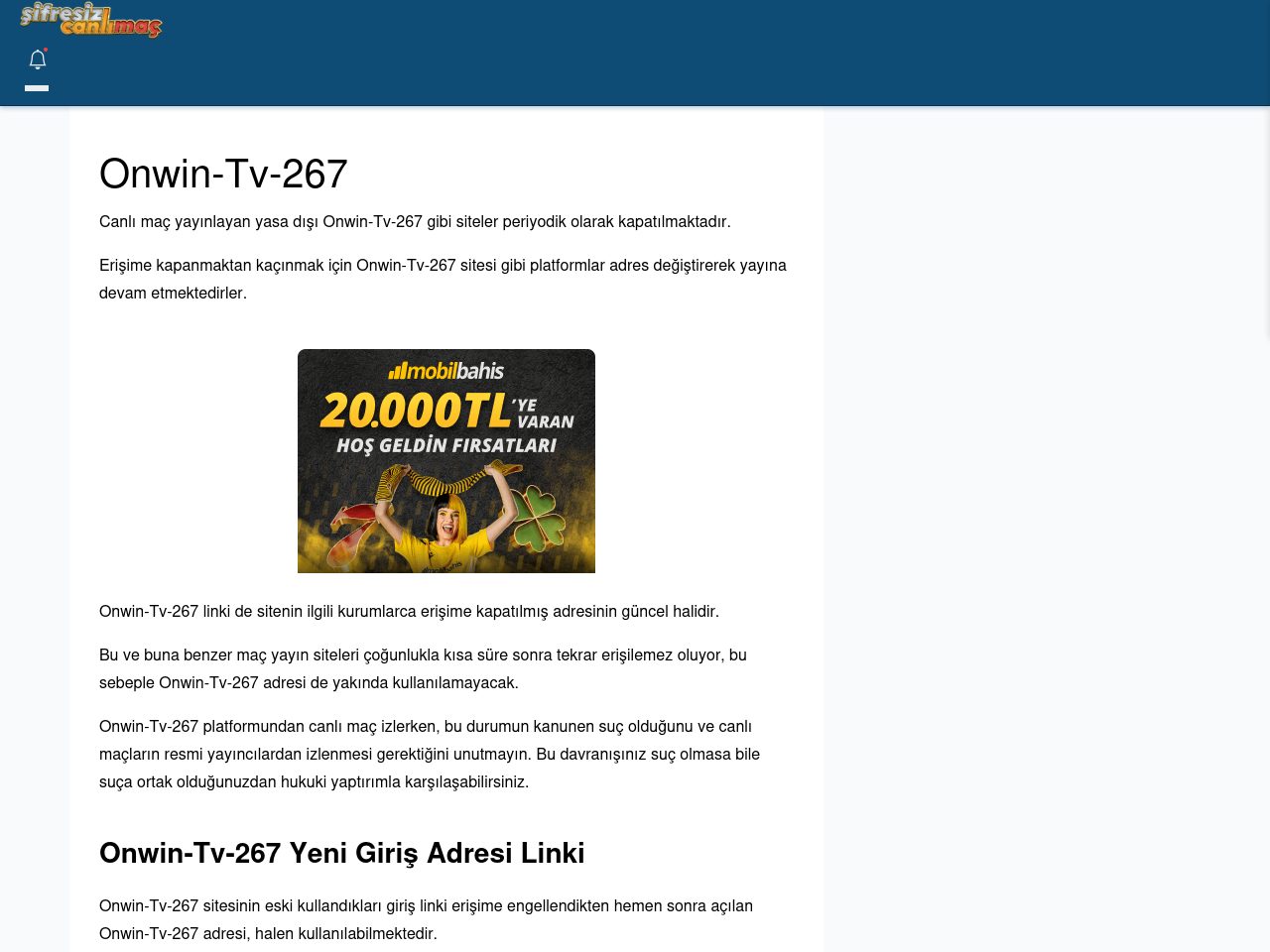 Onwin-Tv-267 Güncel Giriş - Şifresiz canlı maç izle