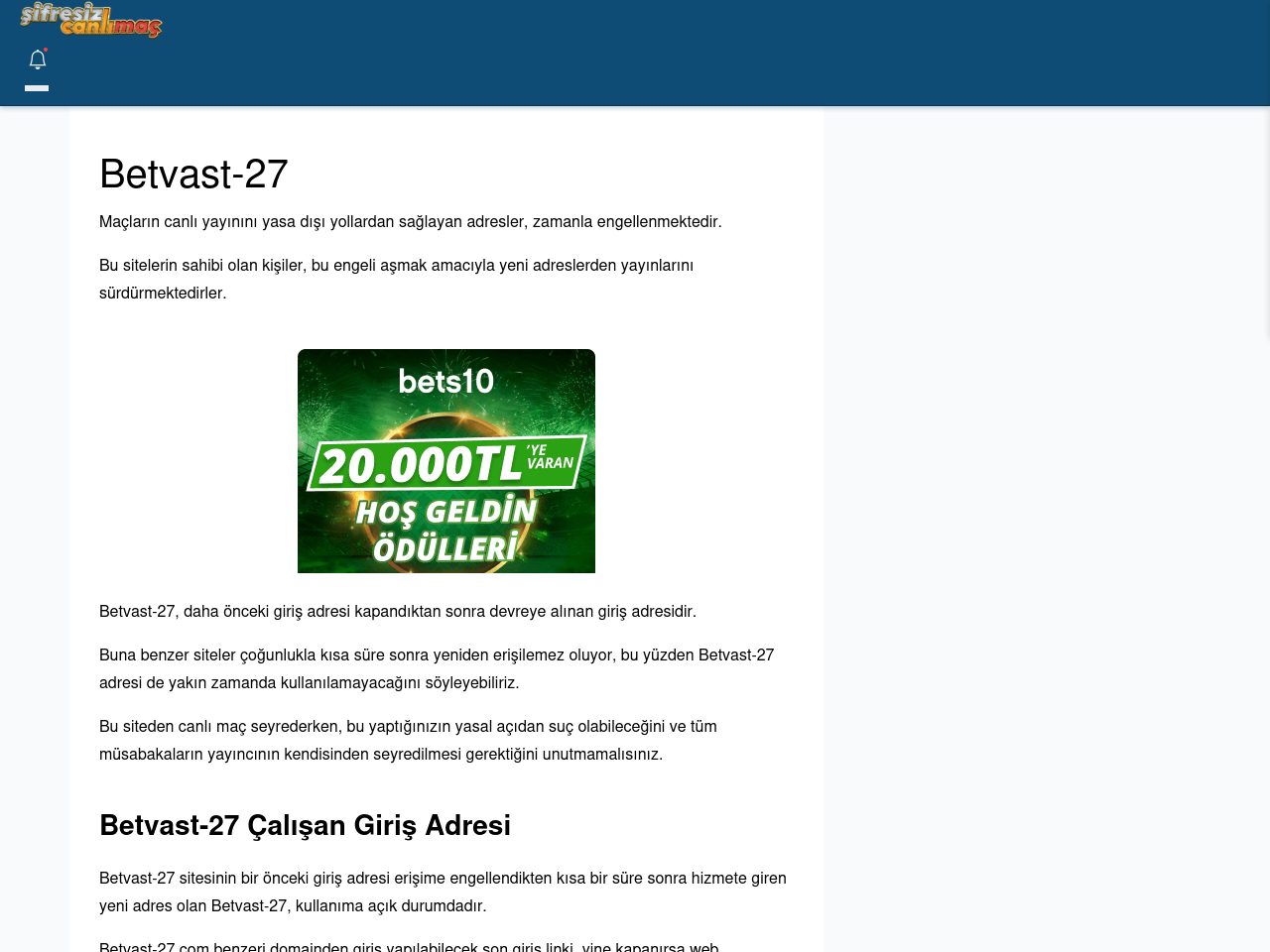 Betvast-27 Giriş Linki - Şifresiz canlı maç izle