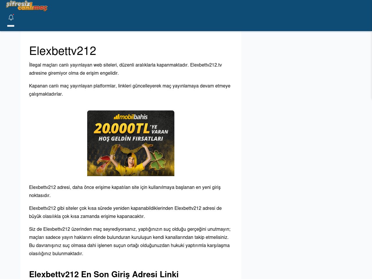 Elexbettv212 Maç İzle - Şifresiz canlı maç izle