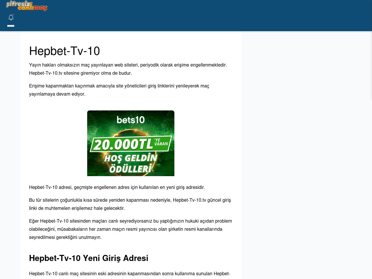 Hepbet-Tv-10 Canlı Maç - Şifresiz canlı maç izle