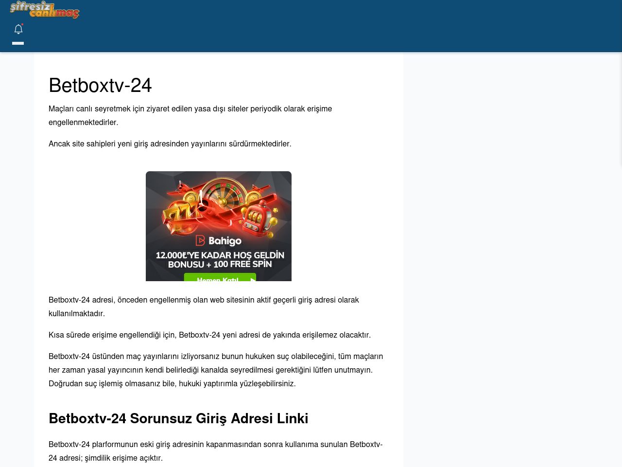 Betboxtv-24 Maç İzle - Şifresiz canlı maç izle