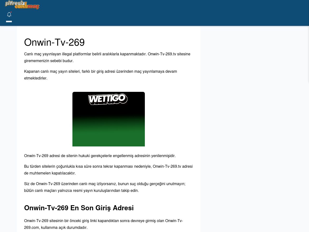 Onwin-Tv-269 Giriş Linki - Şifresiz canlı maç izle