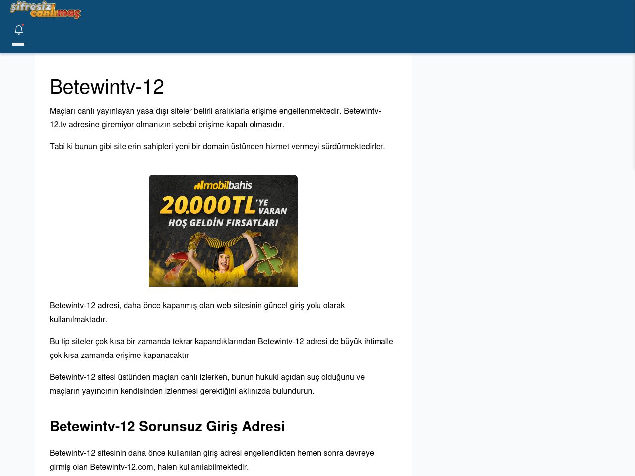 Betewintv-12 Canlı Maç İzle - Şifresiz canlı maç izle