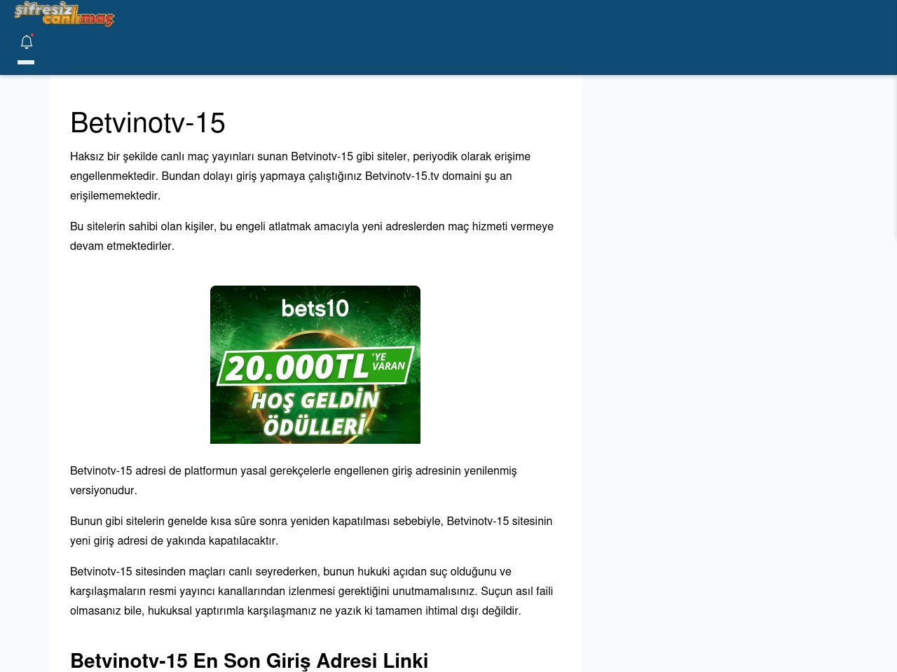 Betvinotv-15 Giriş Linki - Şifresiz canlı maç izle