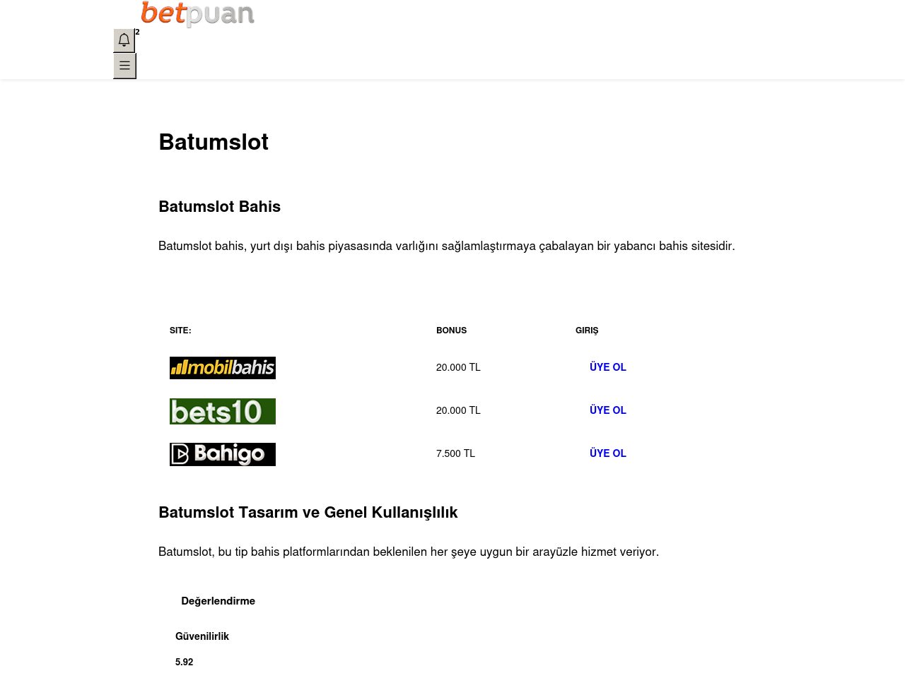 Batumslot Bahis Detaylı İnceleme