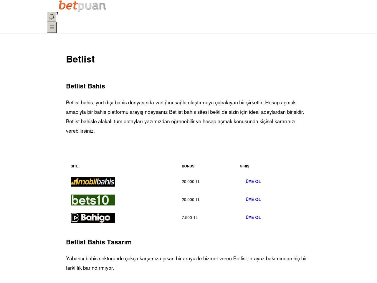 Betlist Bahis İnceleme