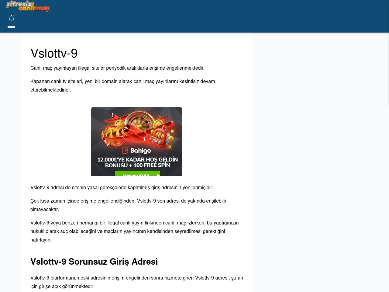 Vslottv-9 Canlı Maç İzle - Şifresiz canlı maç izle