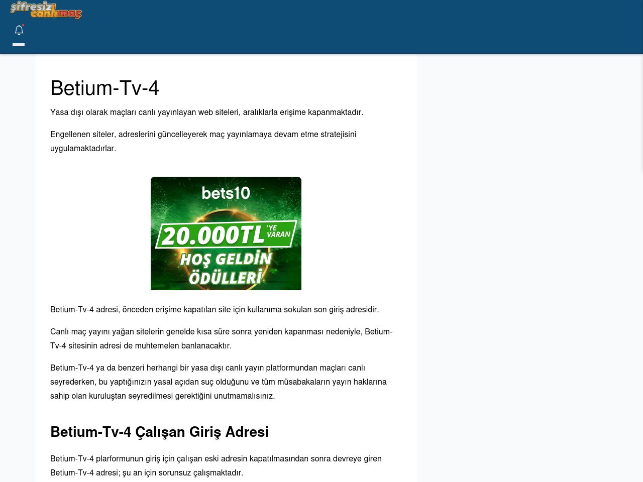 Betium-Tv-4 Maç İzle - Şifresiz canlı maç izle