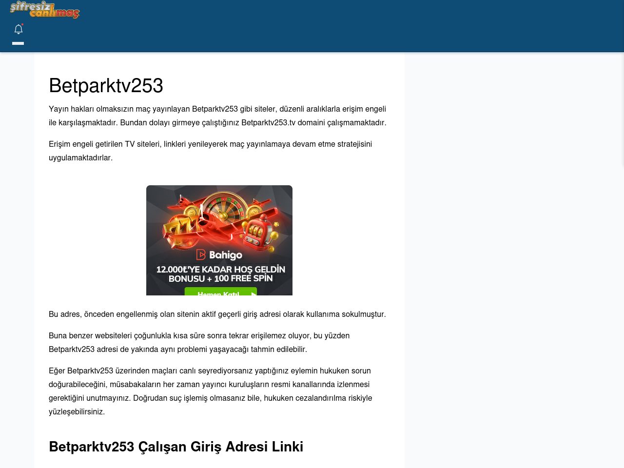 Betparktv253 Maç İzle - Şifresiz canlı maç izle