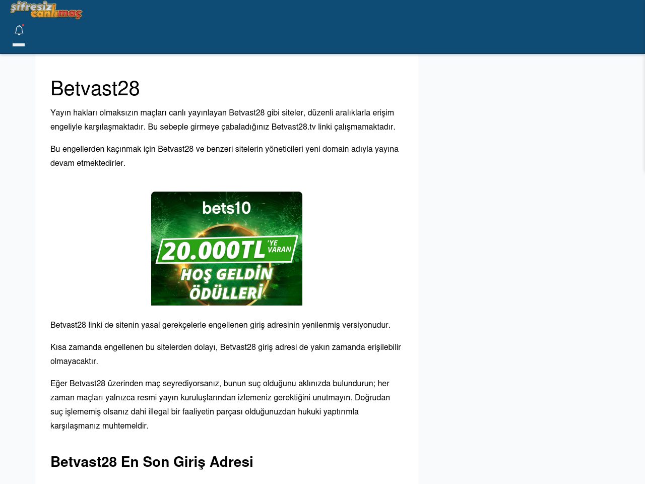 Betvast28 Canlı Maç İzle - Şifresiz canlı maç izle