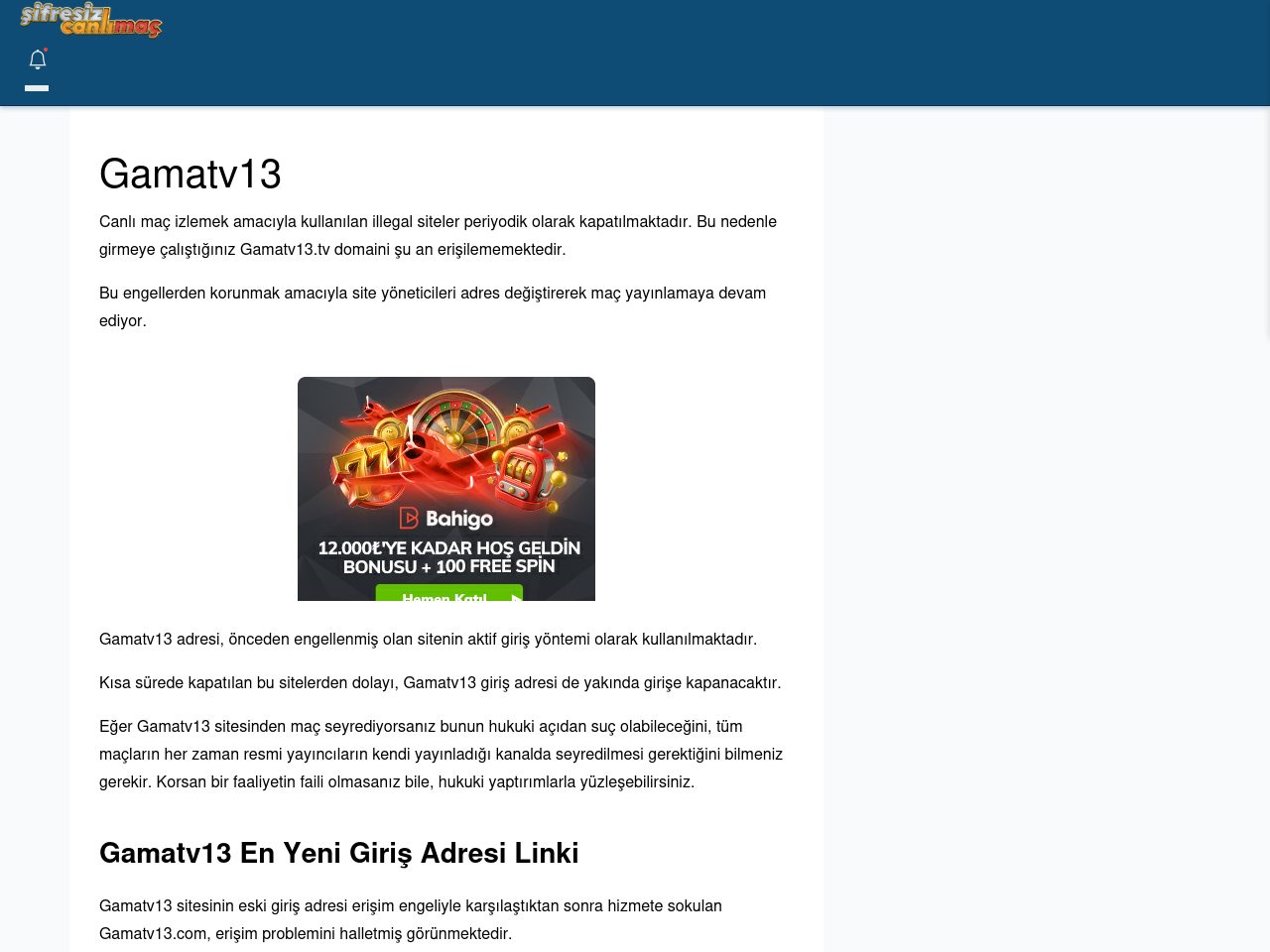 Gamatv13 Canlı Maç İzle - Şifresiz canlı maç izle