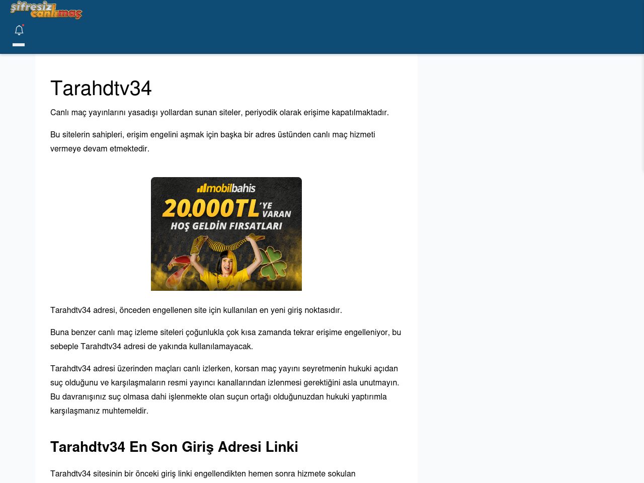 Tarahdtv34 Maç İzle - Şifresiz canlı maç izle