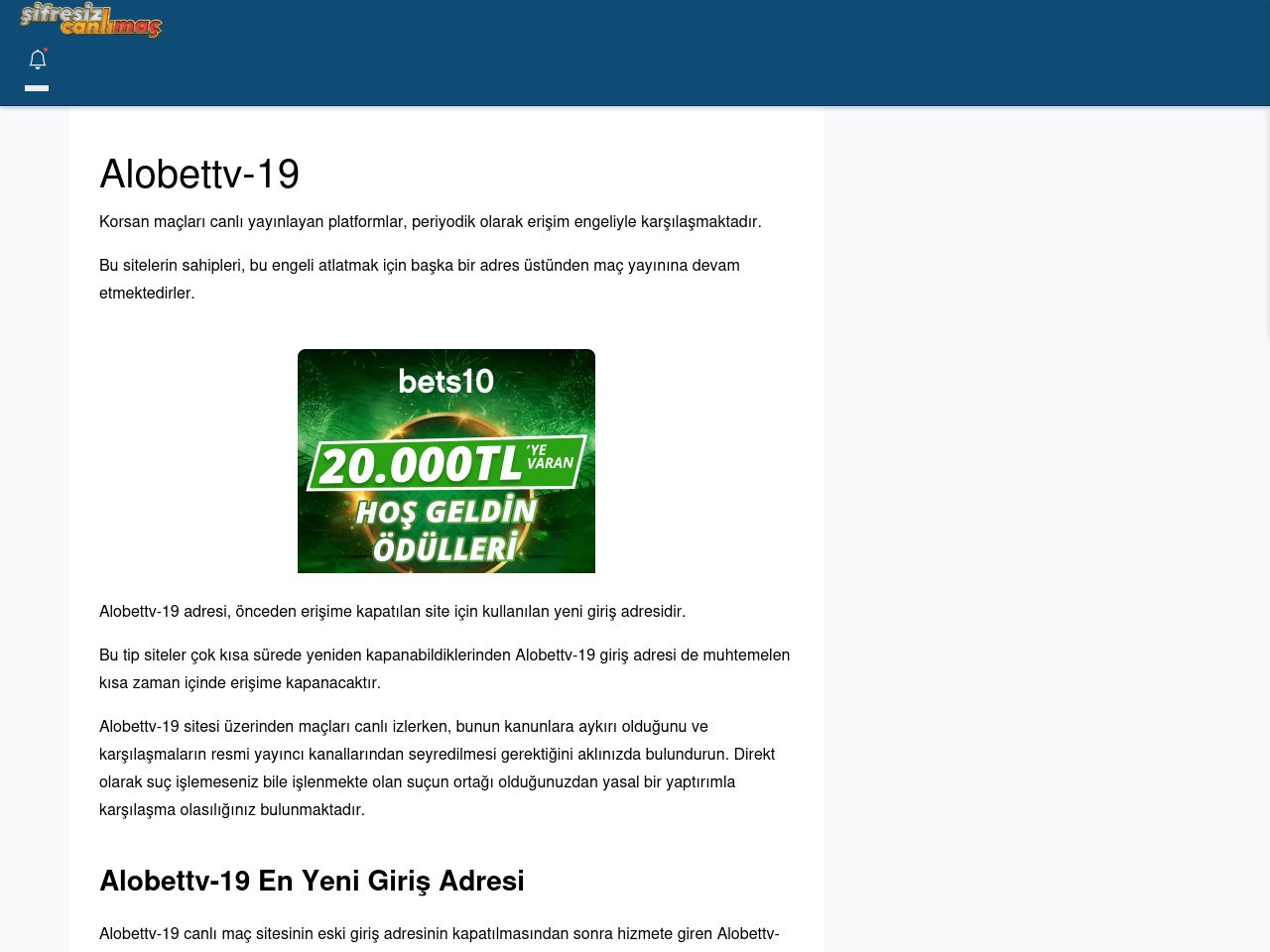 Alobettv-19 Giriş Linki - Şifresiz canlı maç izle