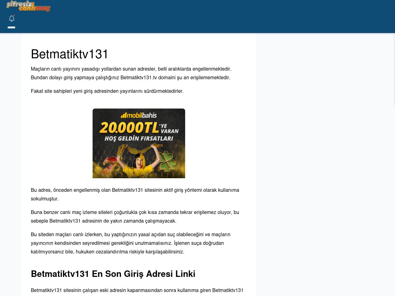 Betmatiktv131 Canlı Maç İzle - Şifresiz canlı maç izle