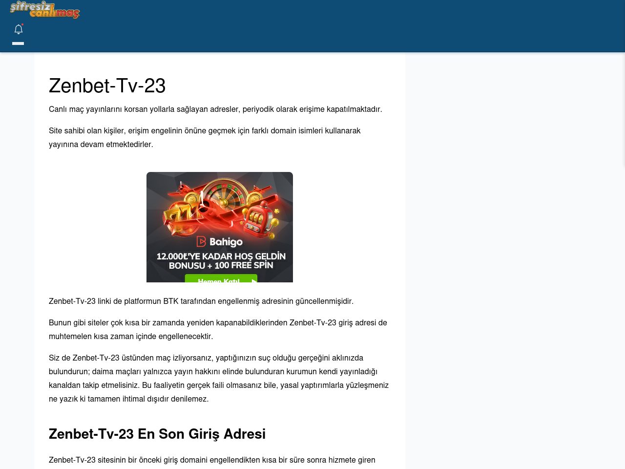 Zenbet-Tv-23 Maç İzle - Şifresiz canlı maç izle