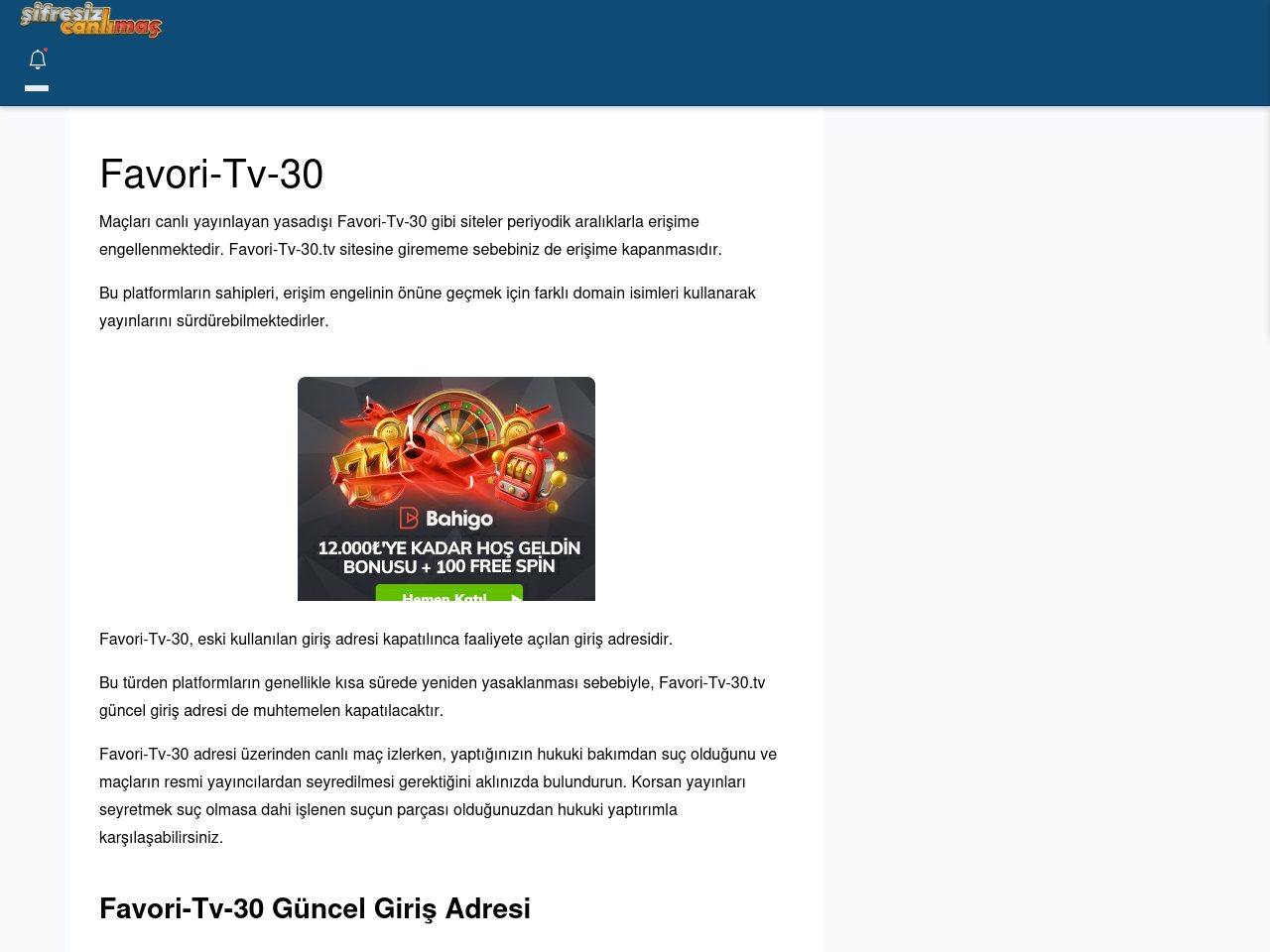 Favori-Tv-30 Maç İzle - Şifresiz canlı maç izle