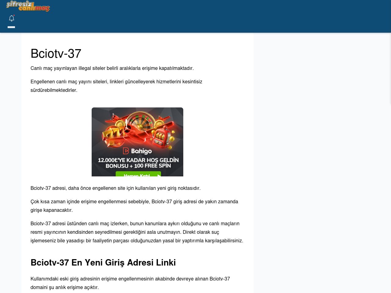 Bciotv-37 Maç İzle - Şifresiz canlı maç izle
