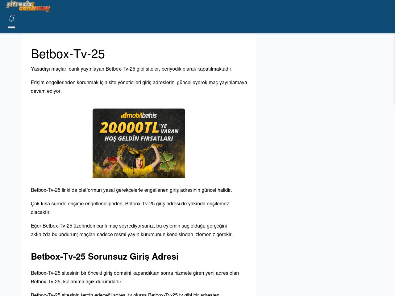 Betbox-Tv-25 Canlı Maç - Şifresiz canlı maç izle
