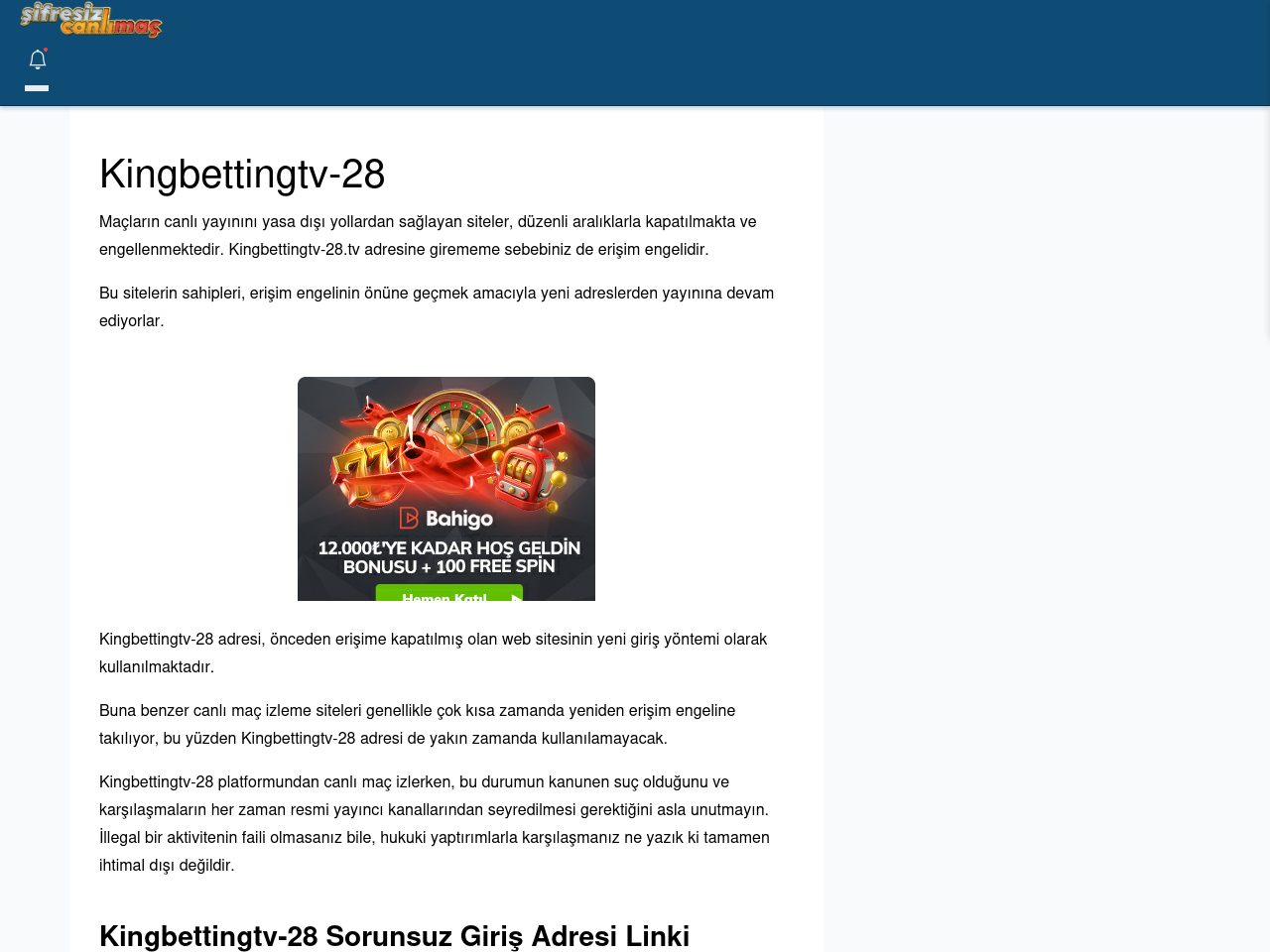 Kingbettingtv-28 Giriş Linki - Şifresiz canlı maç izle