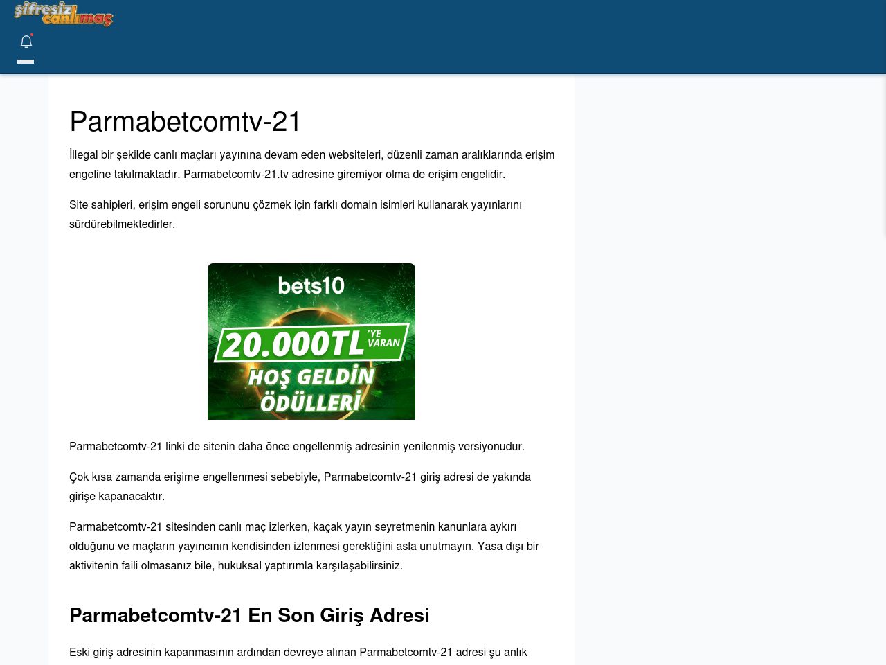 Parmabetcomtv-21 Giriş Linki - Şifresiz canlı maç izle