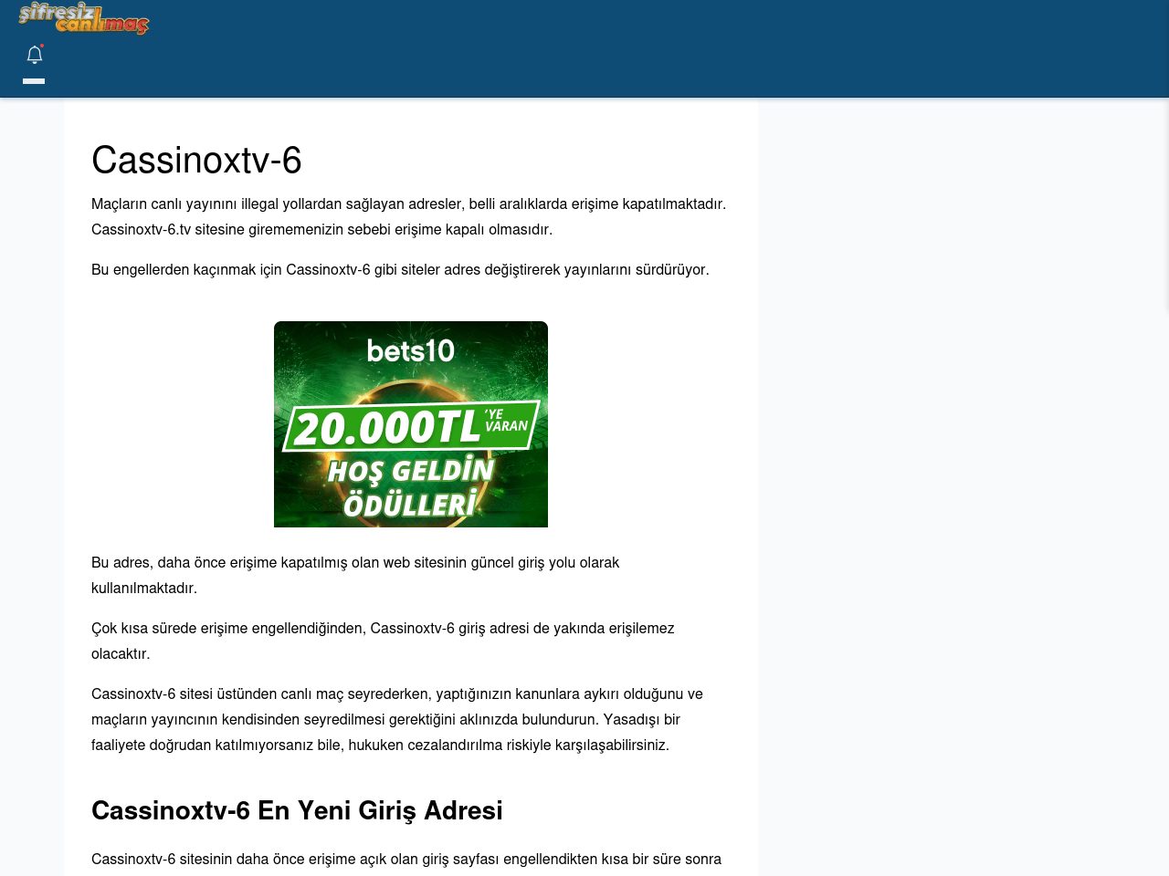 Cassinoxtv-6 Giriş Linki - Şifresiz canlı maç izle