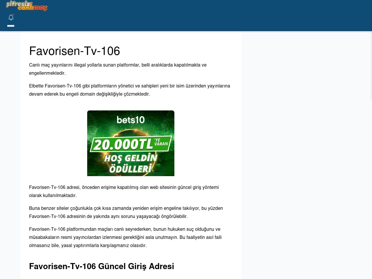 Favorisen-Tv-106 Güncel Giriş - Şifresiz canlı maç izle