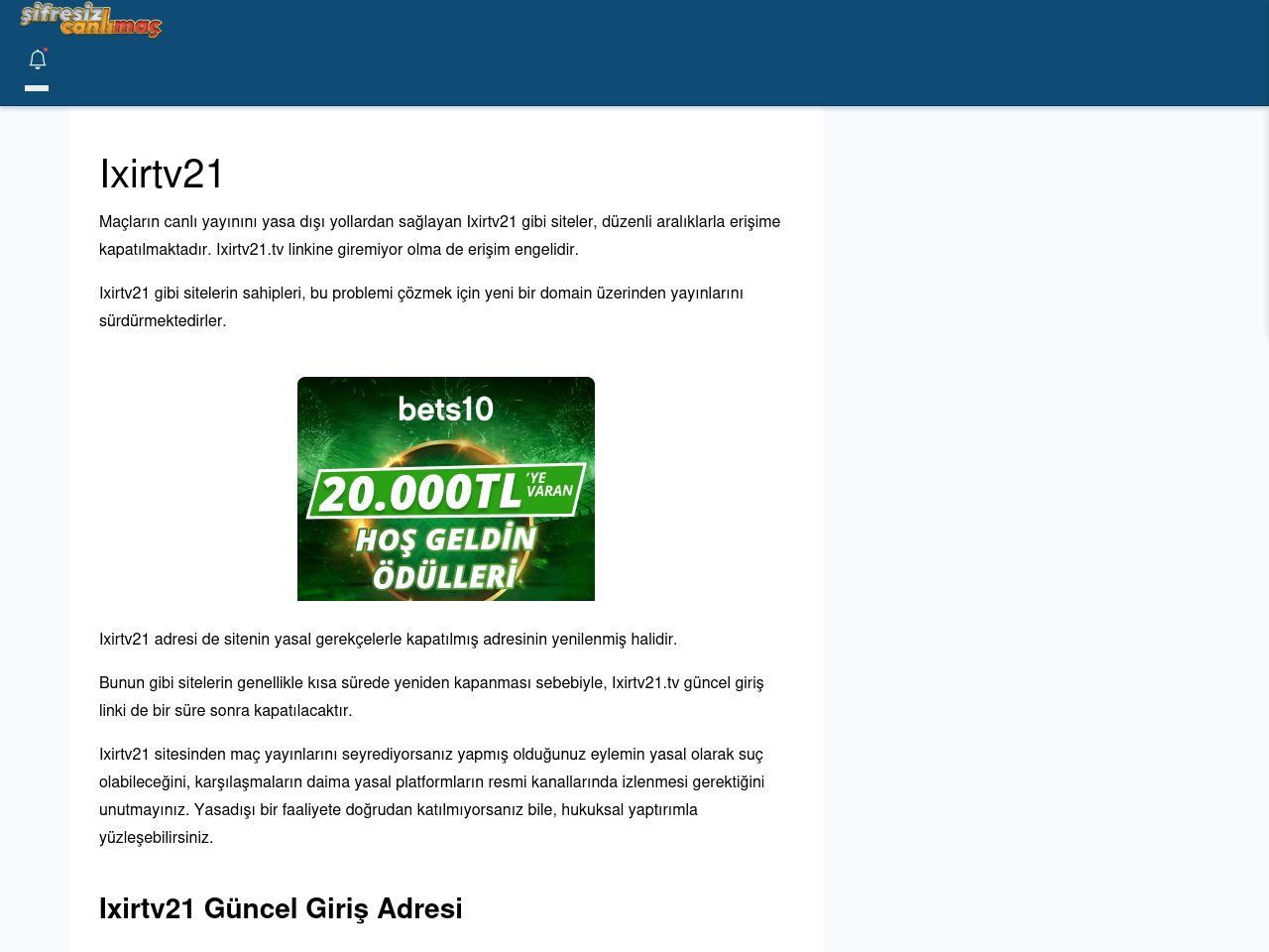 Ixirtv21 Canlı Maç - Şifresiz canlı maç izle