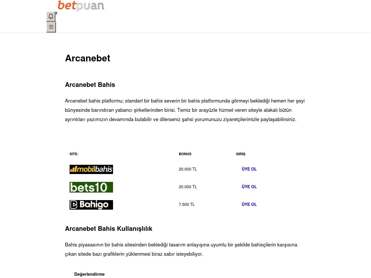 Arcanebet Bahis Hakkında Detaylı Bilgiler