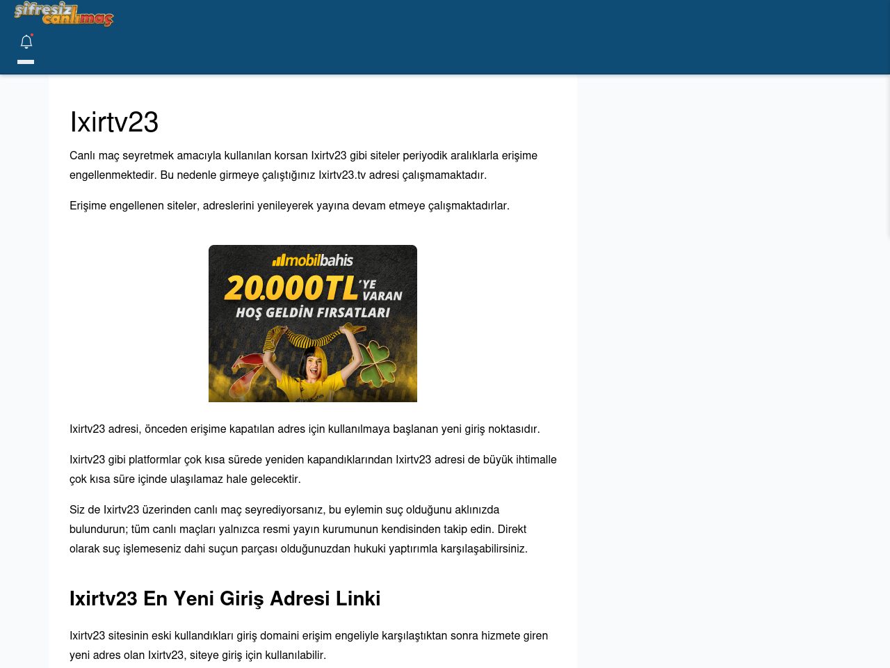 Ixirtv23 Canlı Maç - Şifresiz canlı maç izle