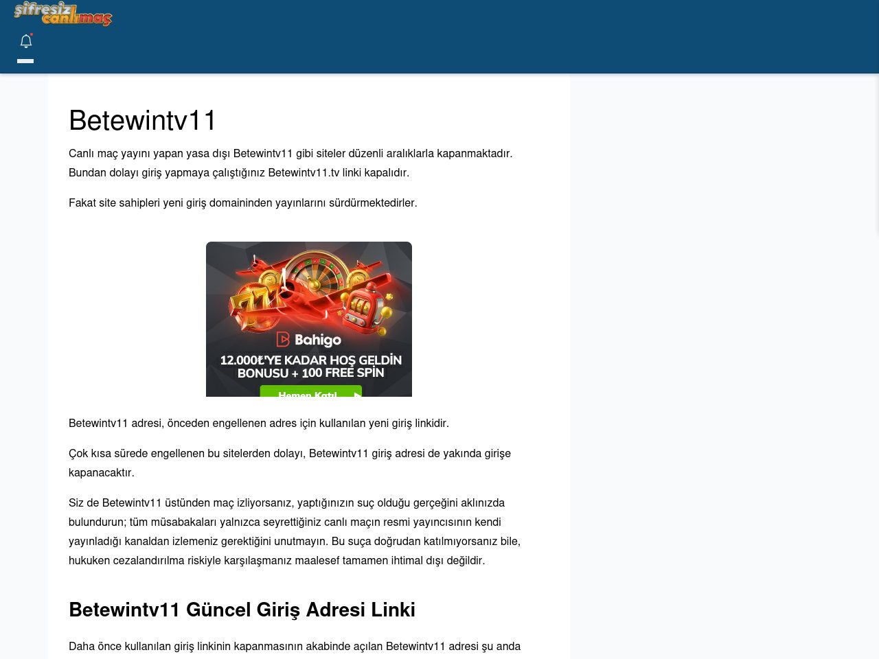 Betewintv11 Canlı Maç İzle - Şifresiz canlı maç izle