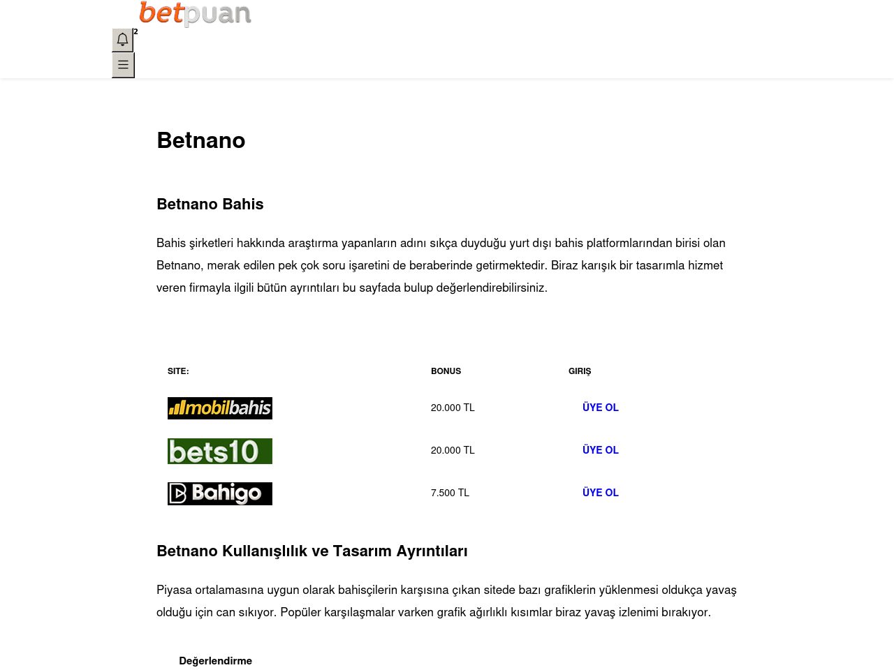 Betnano Bahis Hakkında