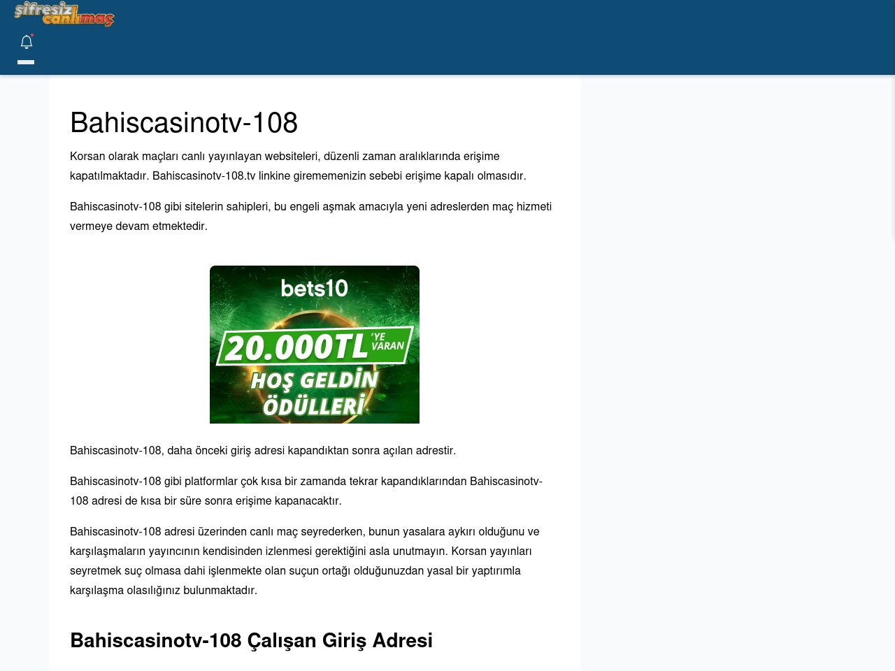 Bahiscasinotv-108 Canlı Maç İzle - Şifresiz canlı maç izle