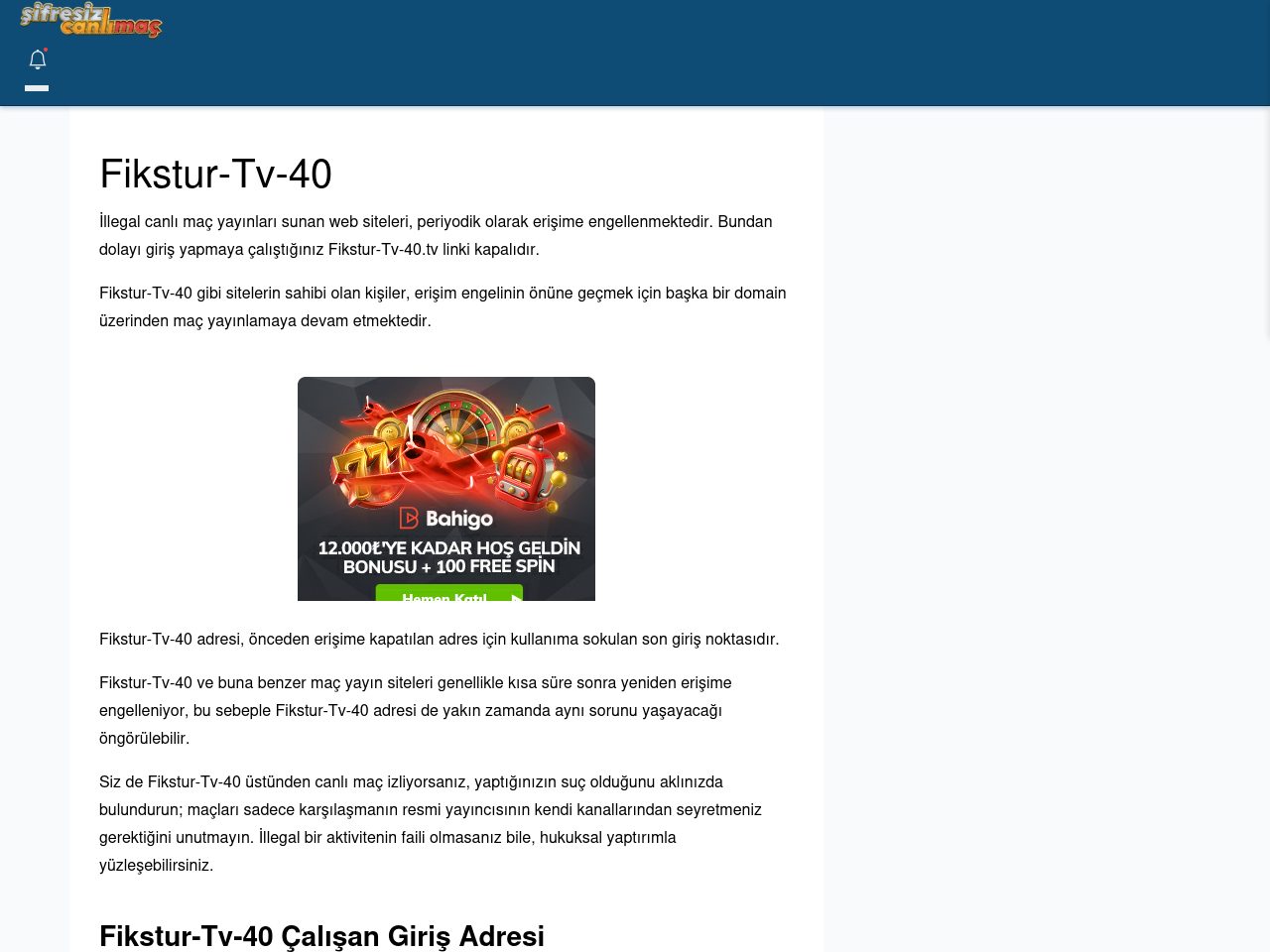 Fikstur-Tv-40 Canlı Maç İzle - Şifresiz canlı maç izle