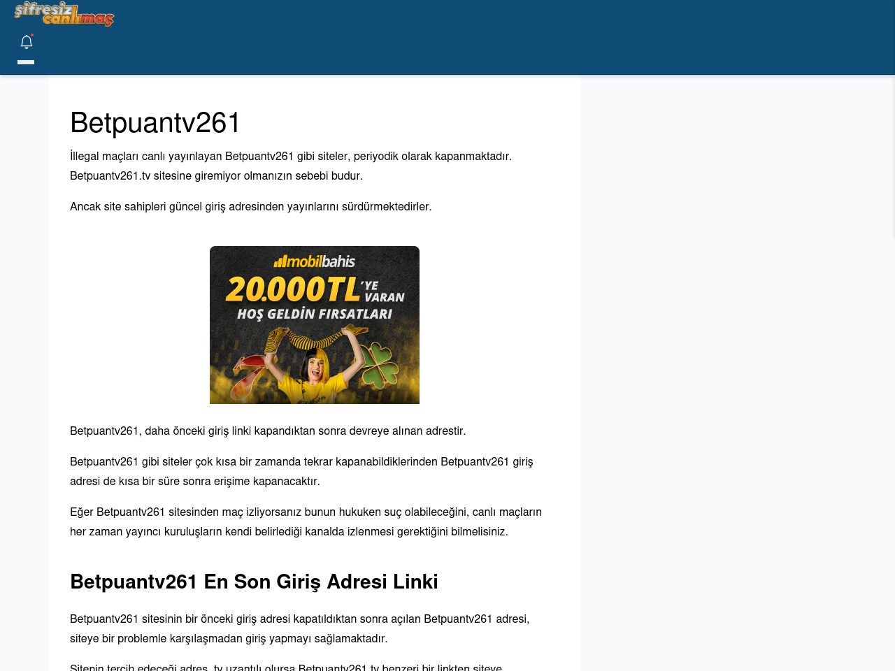 Betpuantv261 Giriş Linki - Şifresiz canlı maç izle