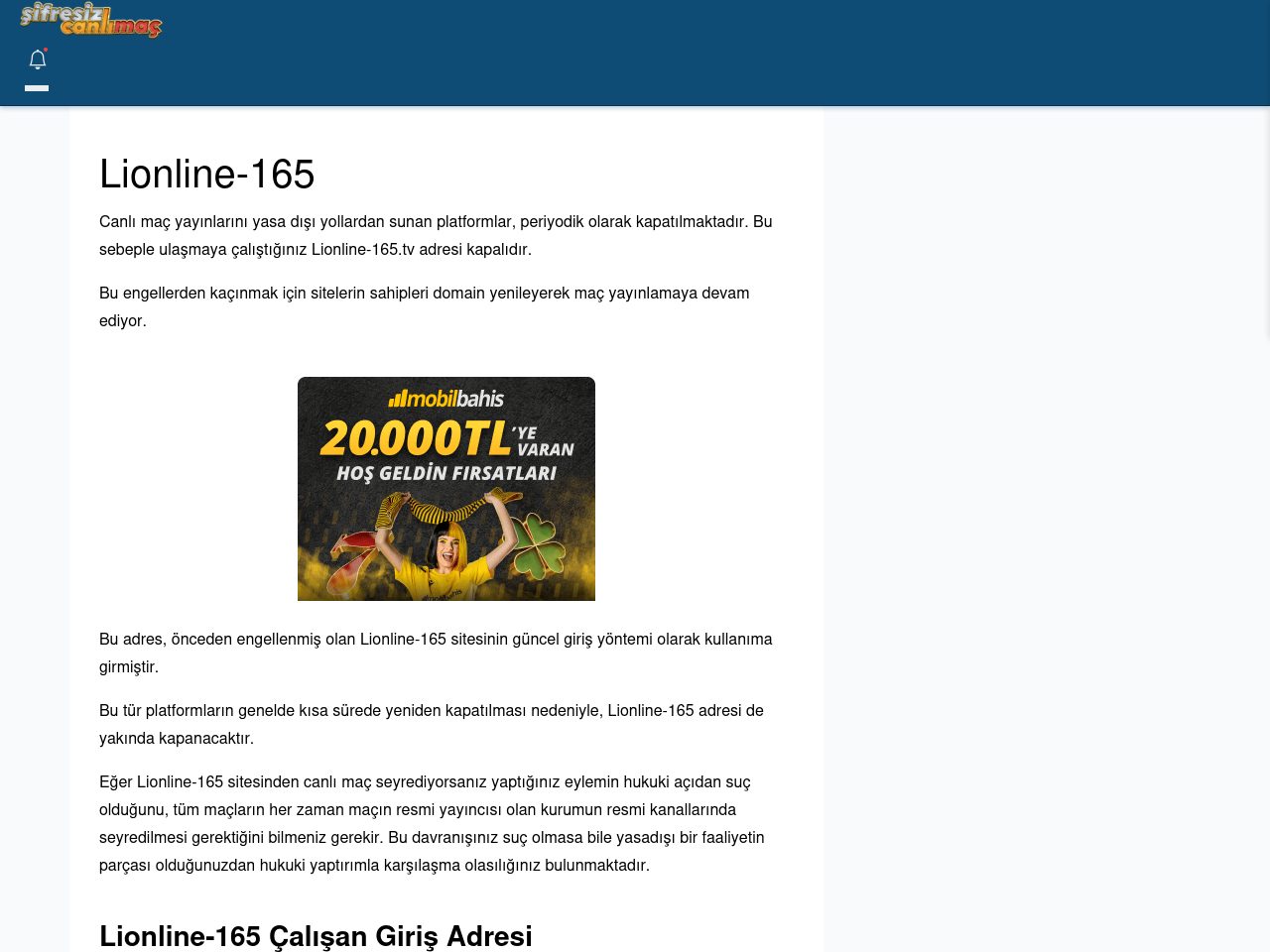 Lionline-165 Güncel Giriş - Şifresiz canlı maç izle