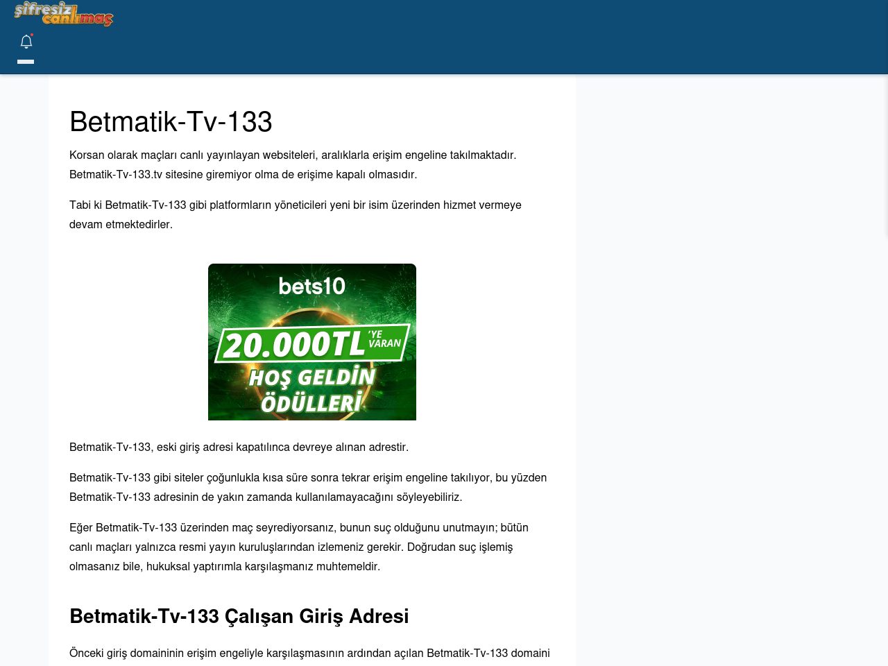Betmatik-Tv-133 Canlı Maç İzle - Şifresiz canlı maç izle