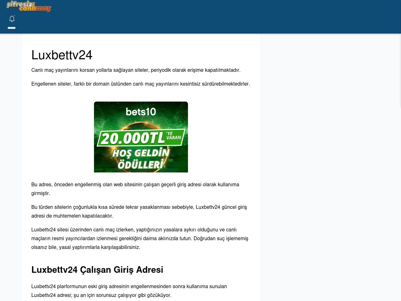 Luxbettv24 Canlı Maç İzle - Şifresiz canlı maç izle