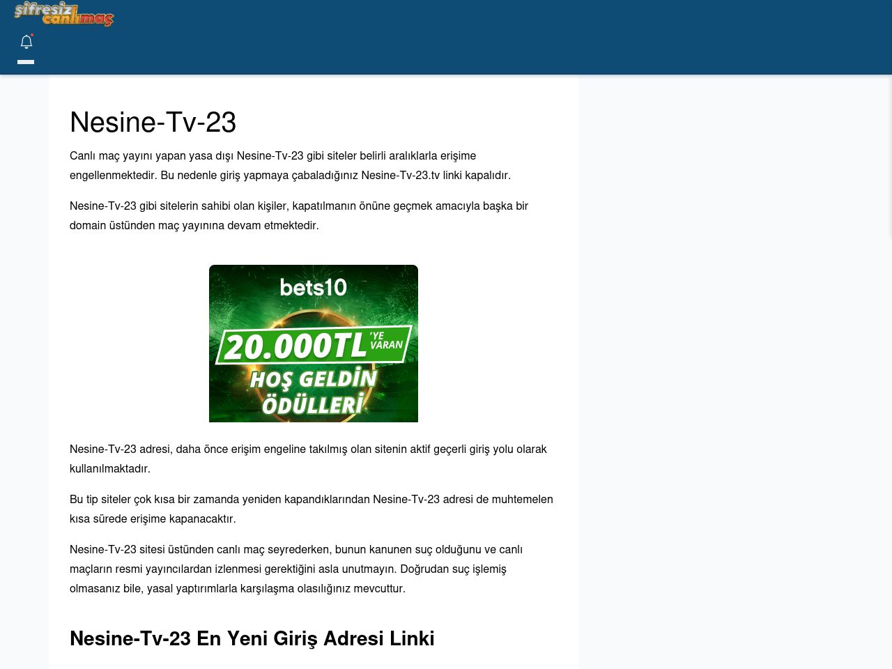 Nesine-Tv-23 Maç İzle - Şifresiz canlı maç izle