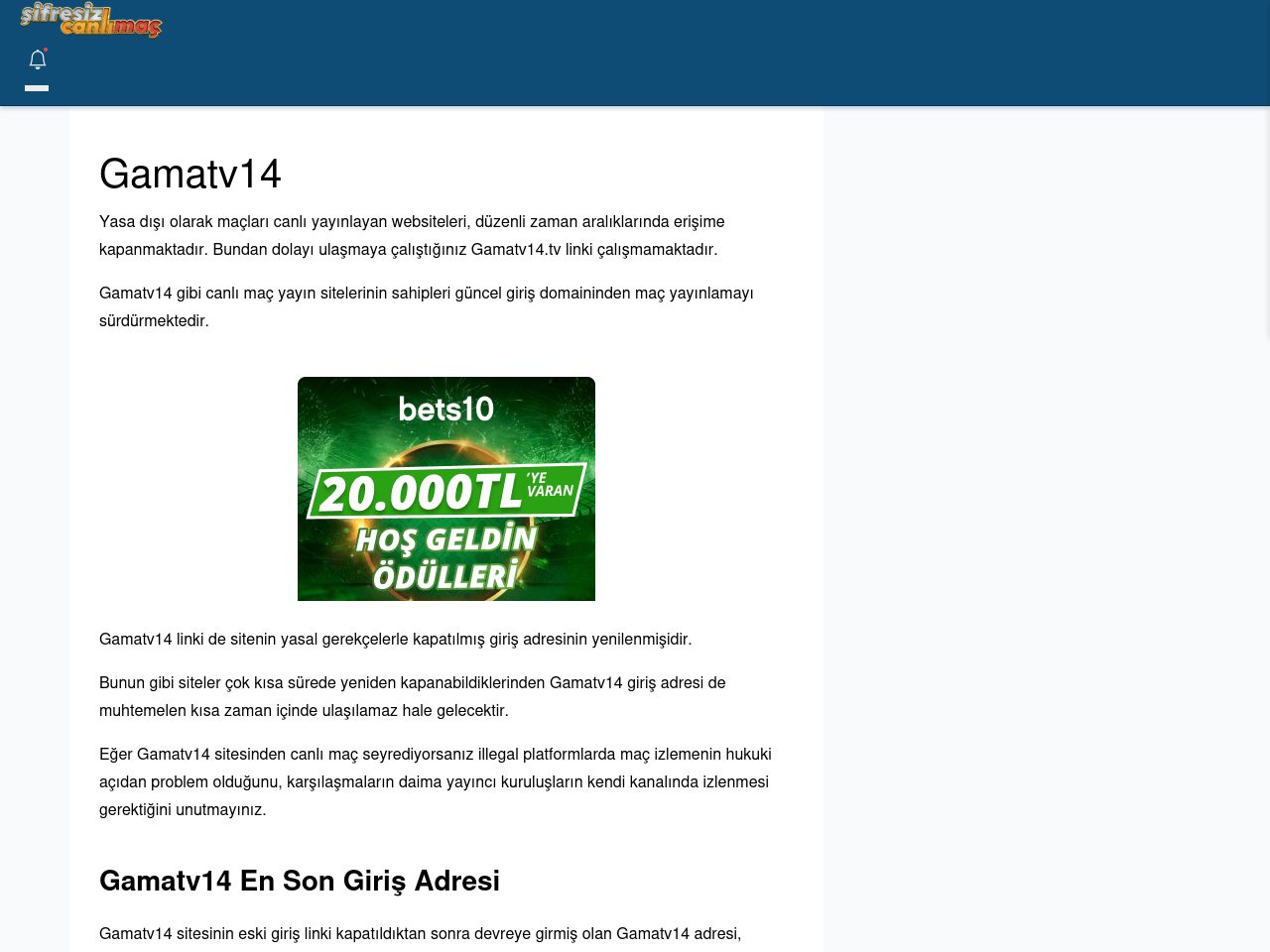 Gamatv14 Canlı Maç İzle - Şifresiz canlı maç izle