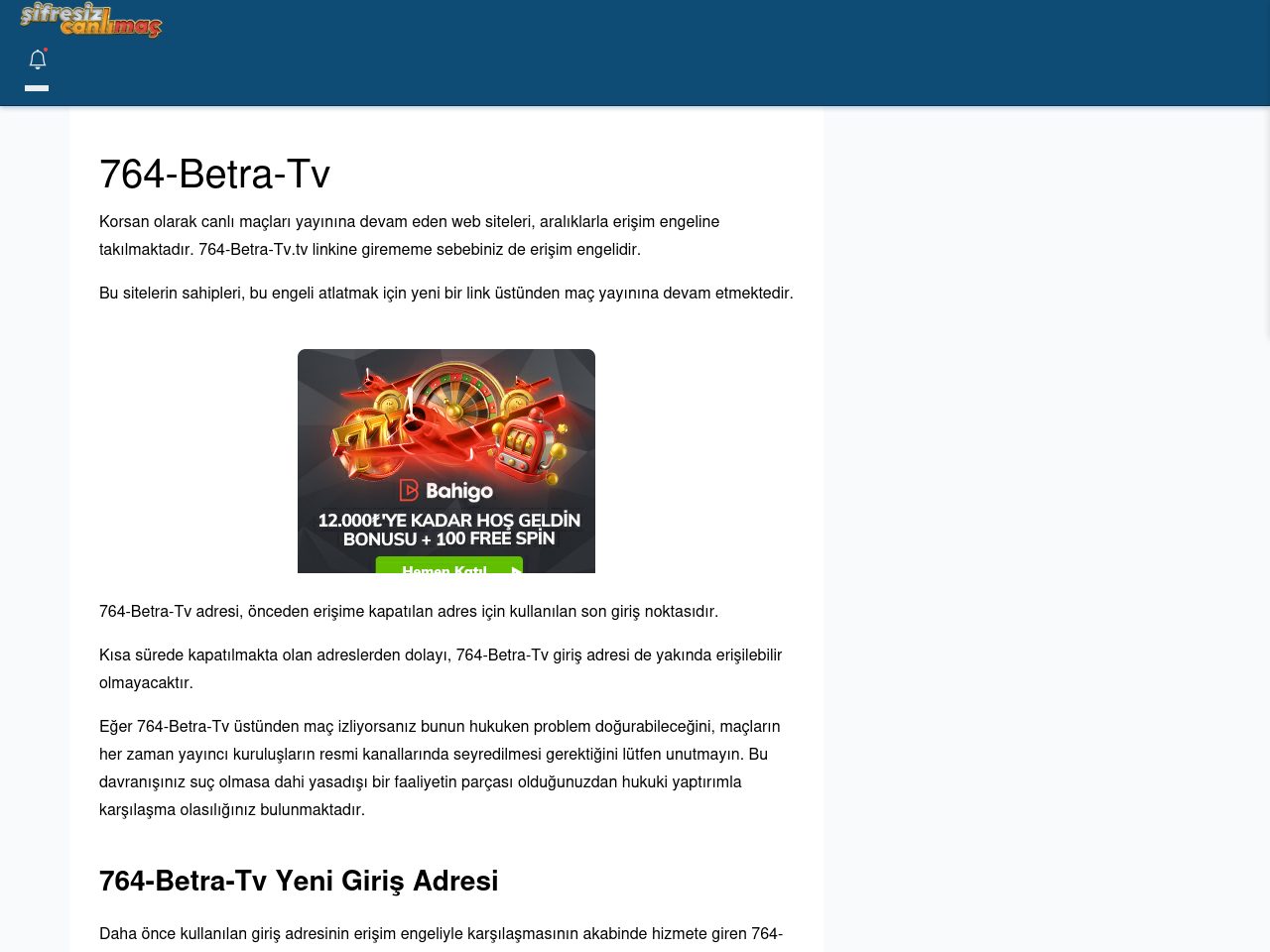 764-Betra-Tv Giriş Linki - Şifresiz canlı maç izle