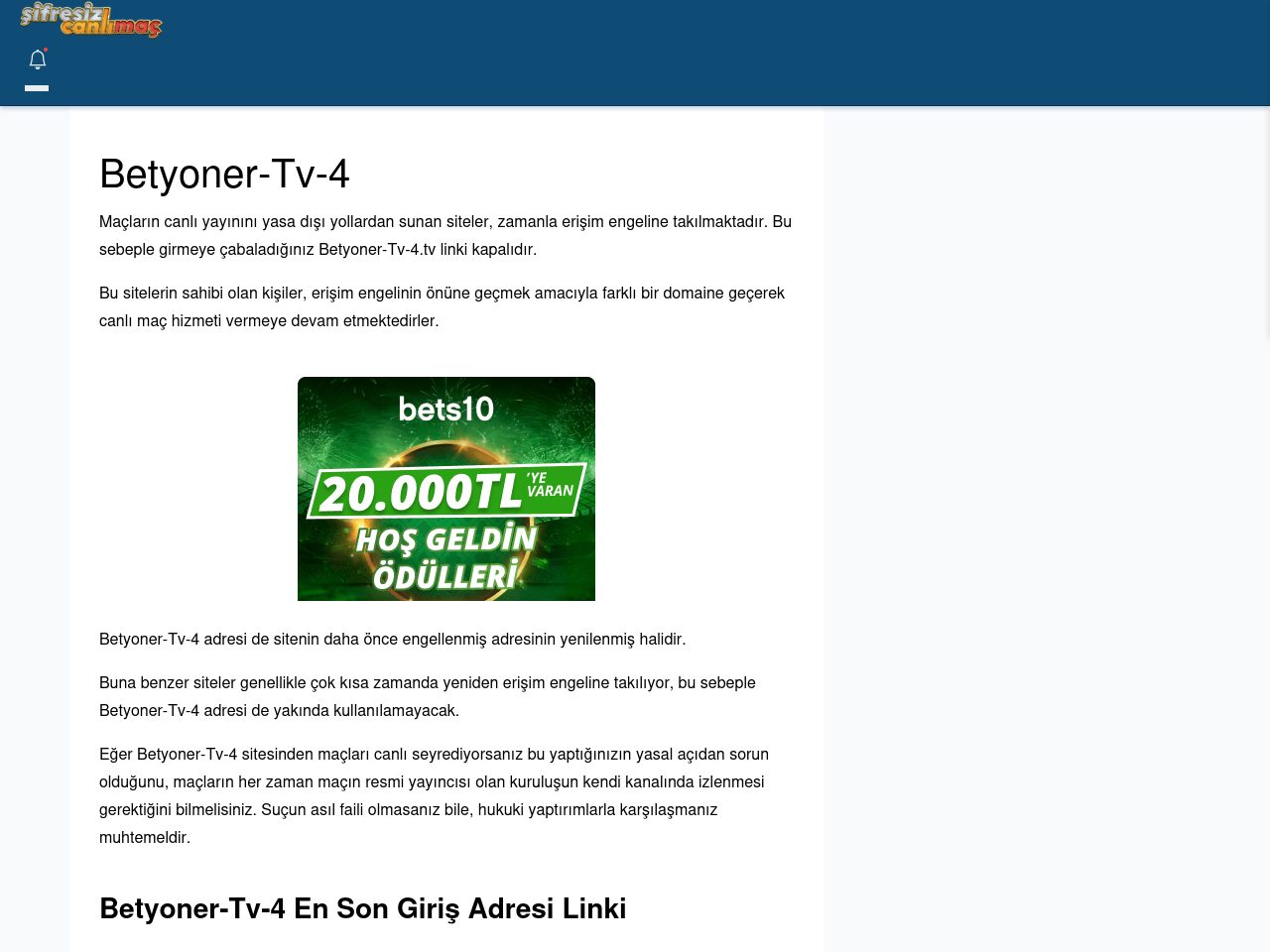 Betyoner-Tv-4 Maç İzle - Şifresiz canlı maç izle