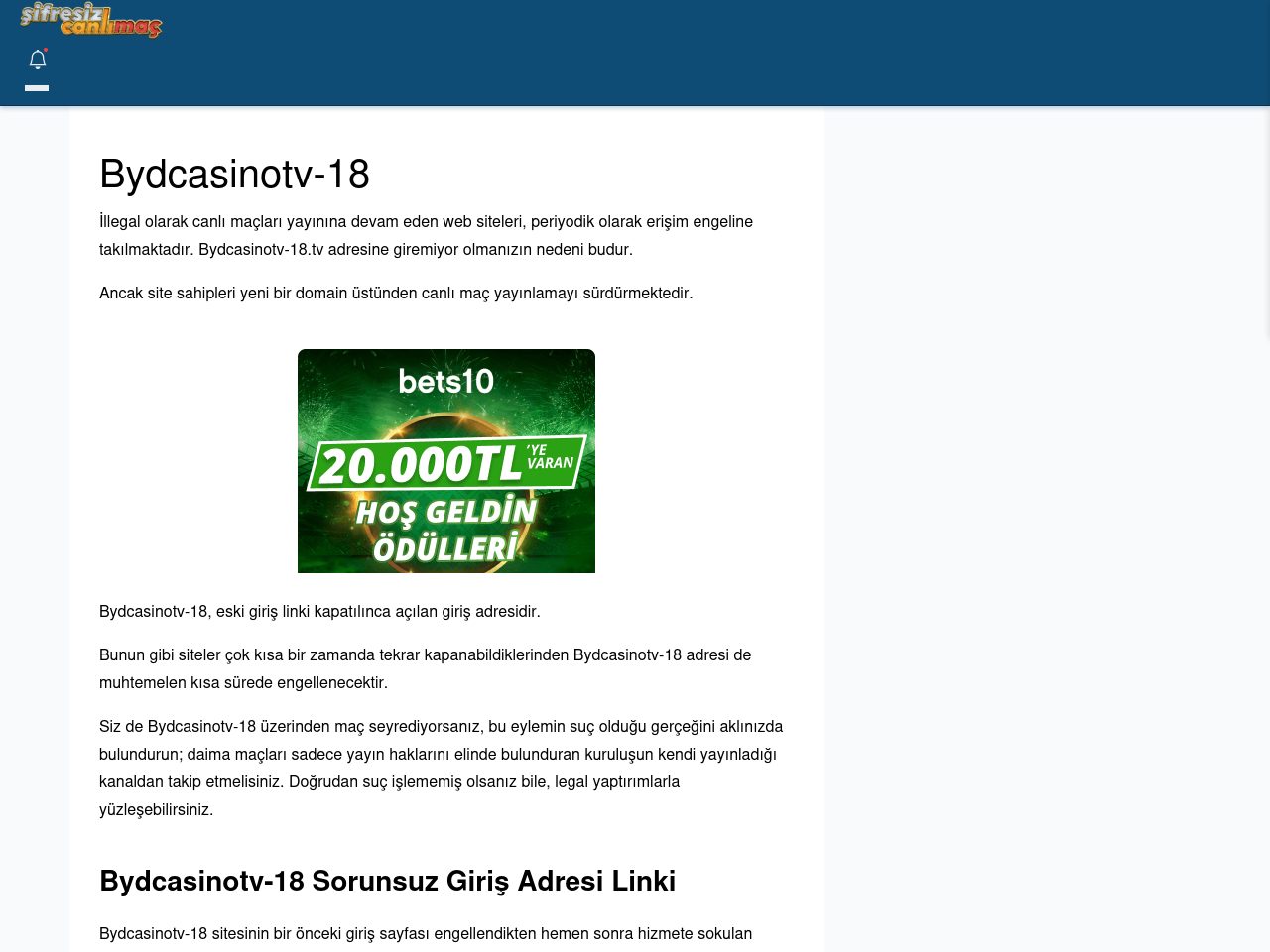 Bydcasinotv-18 Giriş Linki - Şifresiz canlı maç izle
